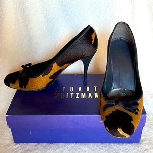 Stuart Weitzman Holbocaccio Black Holstein Fur Heels